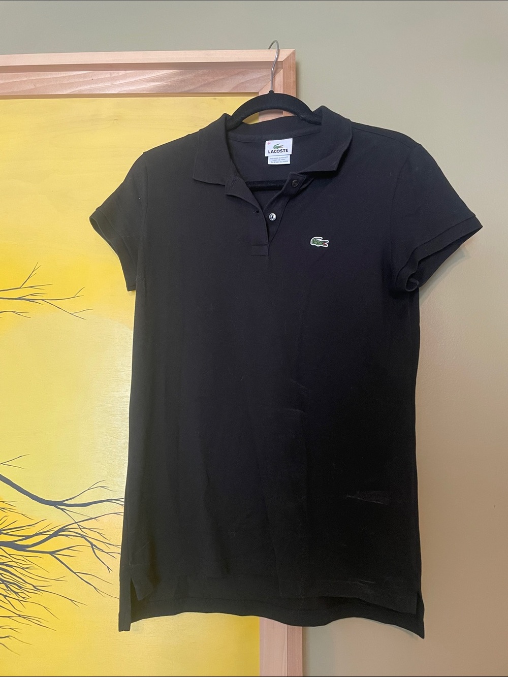 Lacoste Black Polo with Green Crocodile Patch